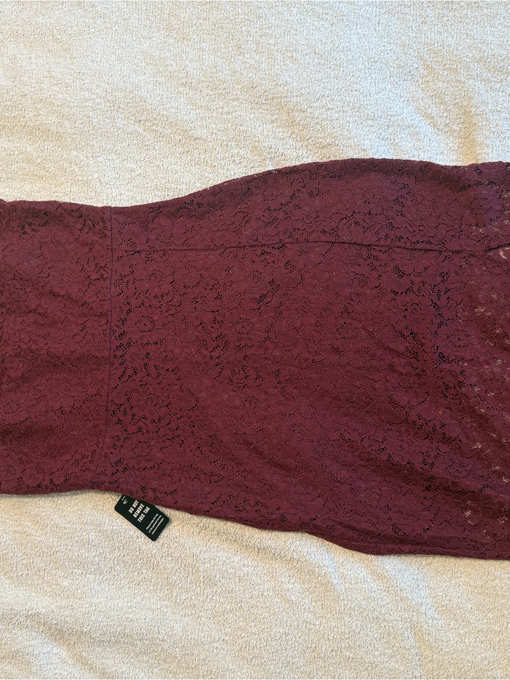 Express Strapless Lace Bodycon Dress in Wine